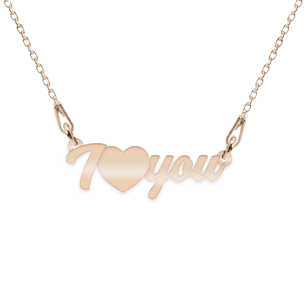 I Love You - Colier personalizat argint 925 placat cu aur roz